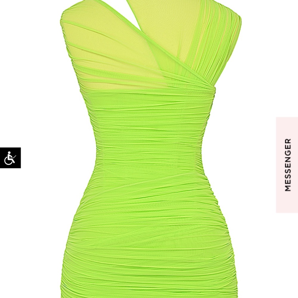 House of CB Adrie neon green gathered mini dress New with tags - Picture 5 of 7